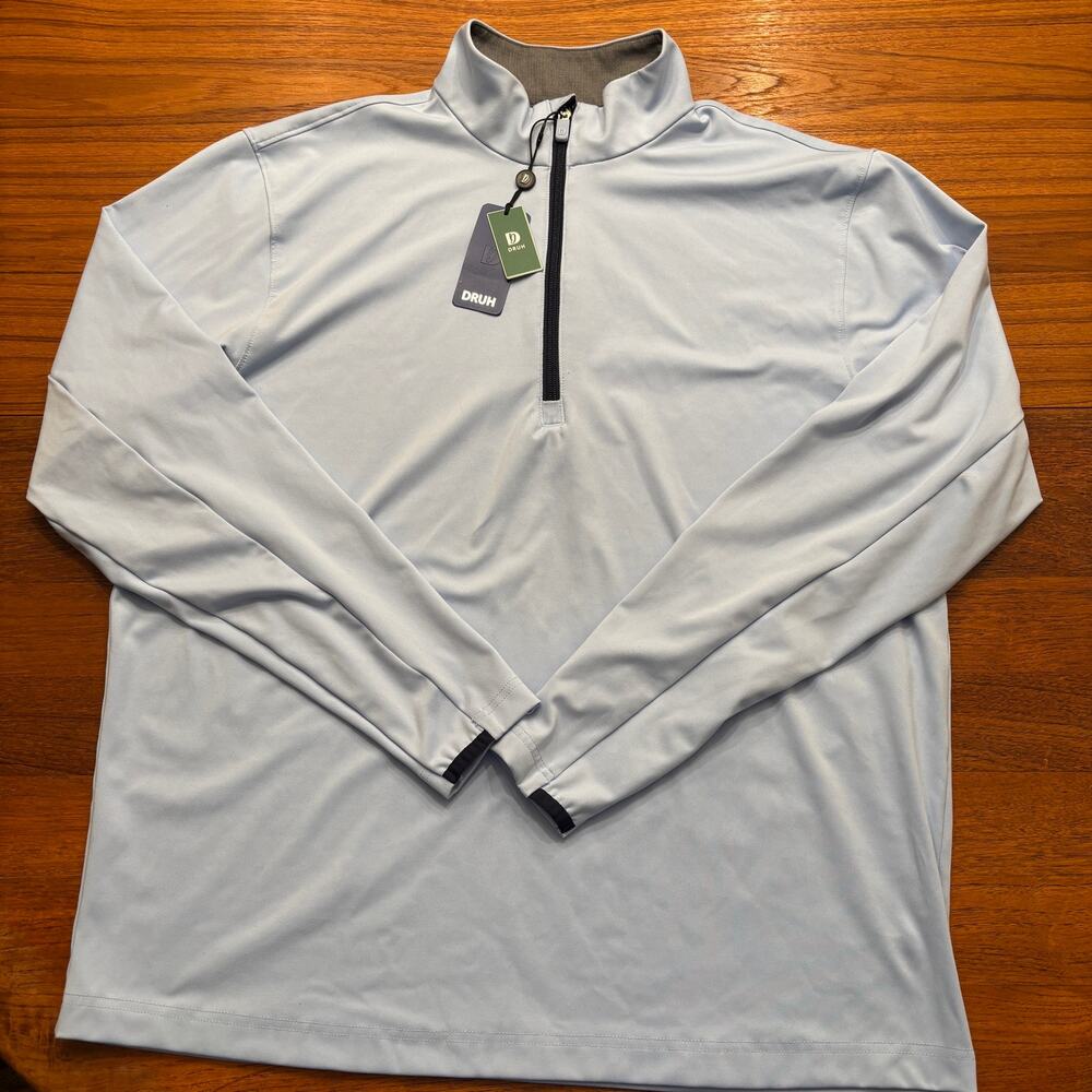 DRUH men’s light blue Hybrid quarter zip pullover L NWT